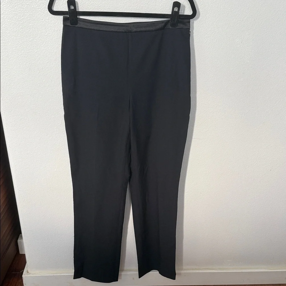 Sigrid Olsen Elegant Black Trousers with Satin Tuxedo Stripe - Picture 1 of 6
